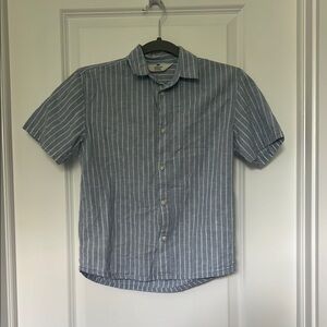 H&M Boys Linen Cotton Blend Striped Short Sleeve Shirt